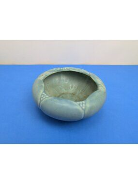 Rookwood Pottery Matte Blue Lobed Form #2027 Bowl 1934 Arts & Crafts Deco